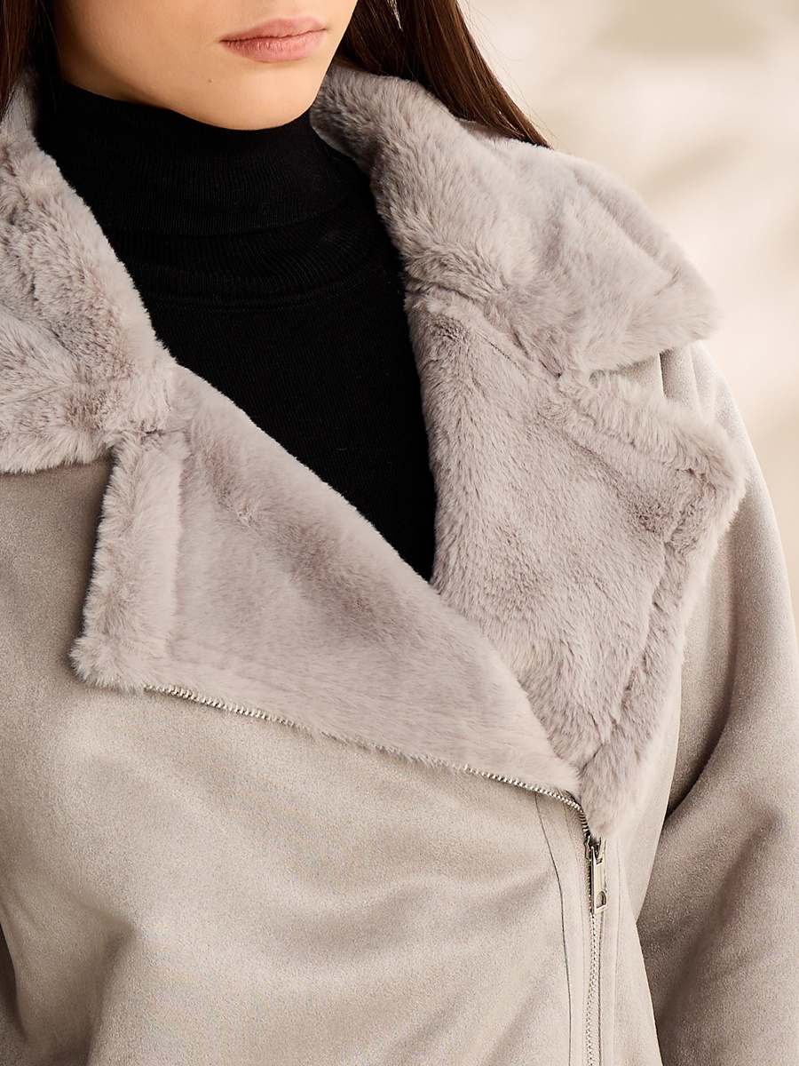 Suede Biker Jacket with Fur