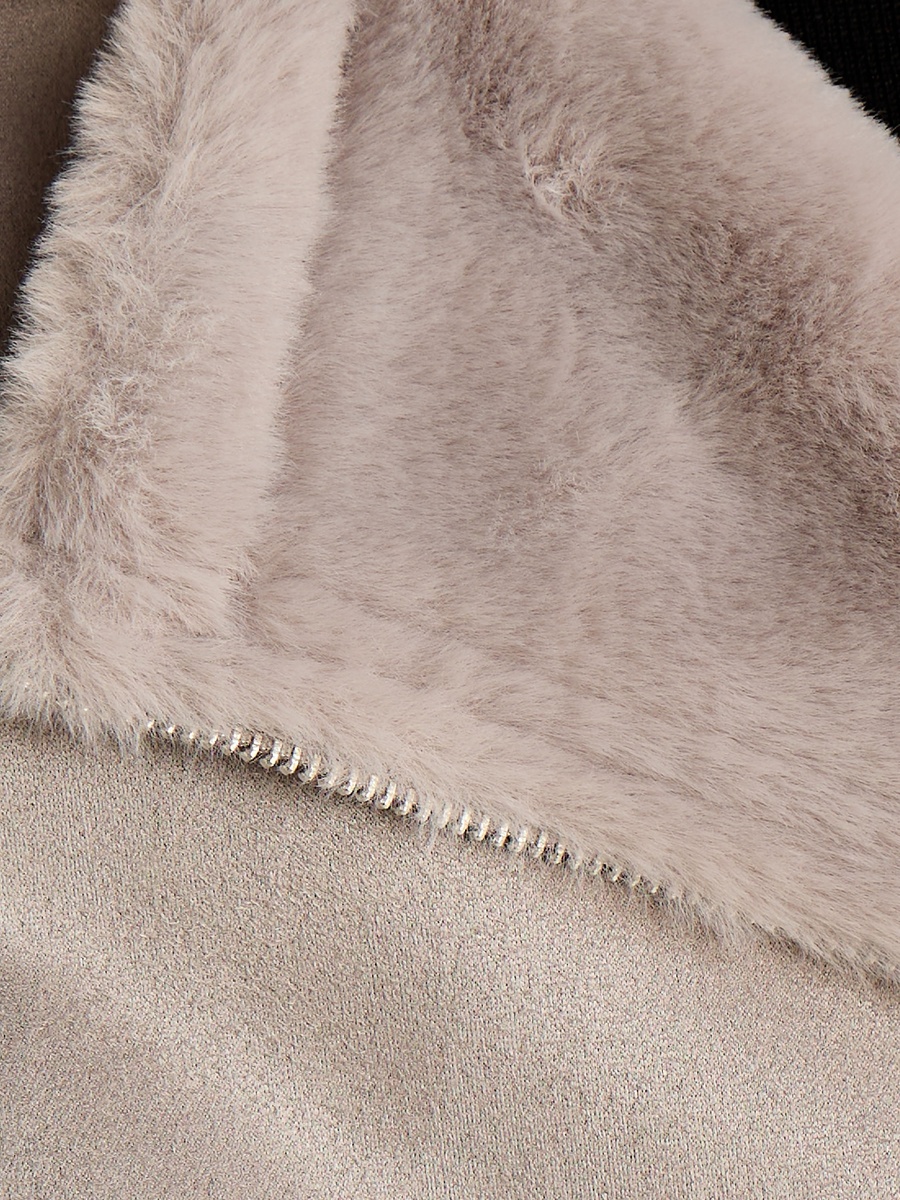 Suede Biker Jacket with Fur