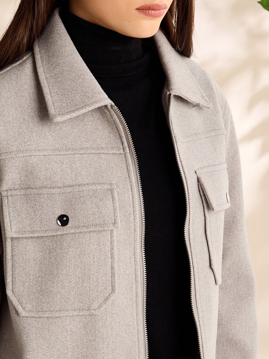 Cropped Zip Through Melton Jacket For Women at Kuwait | Styli