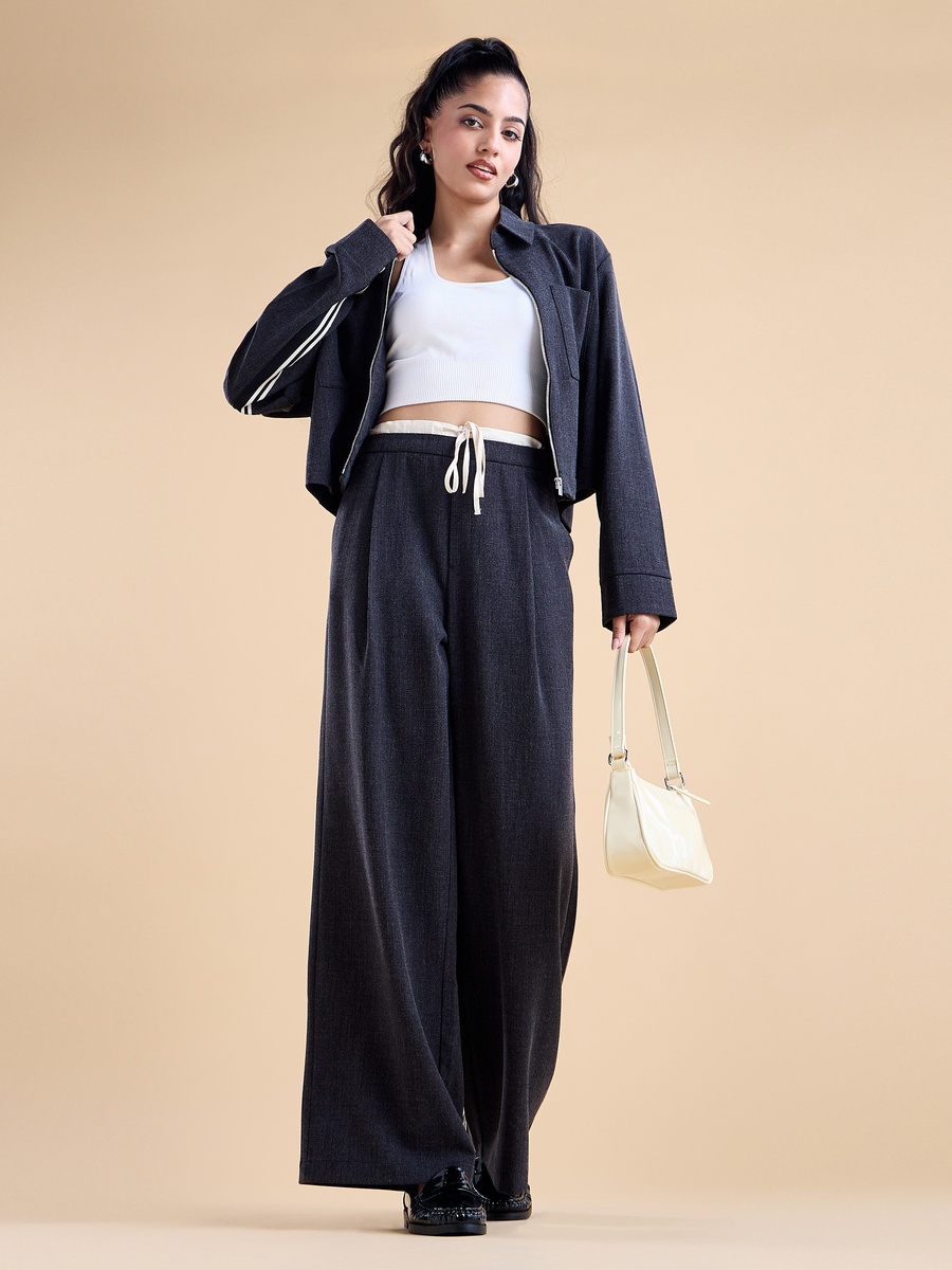 Contrast Tape Detail Cropped Jacket