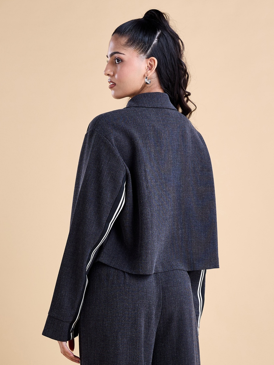 Contrast Tape Detail Cropped Jacket