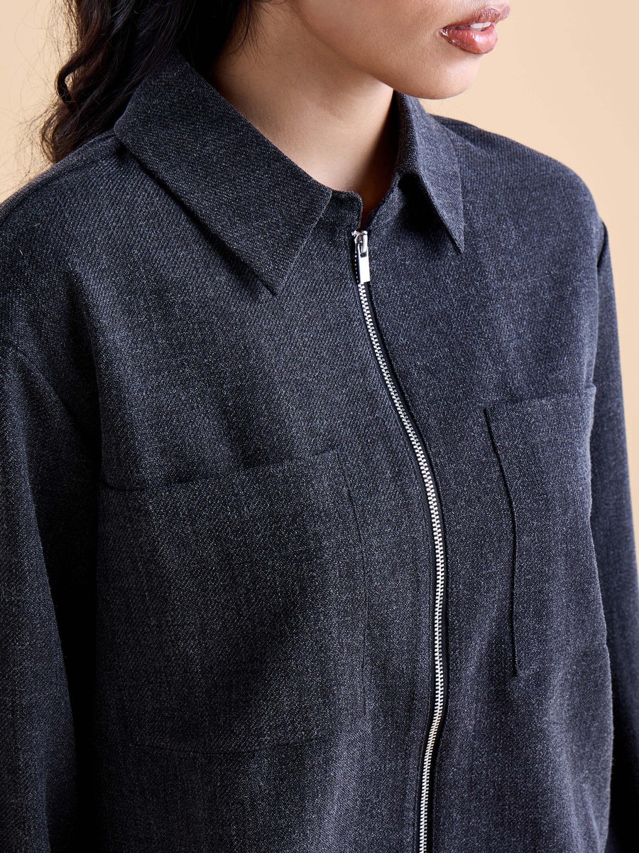 Contrast Tape Detail Cropped Jacket