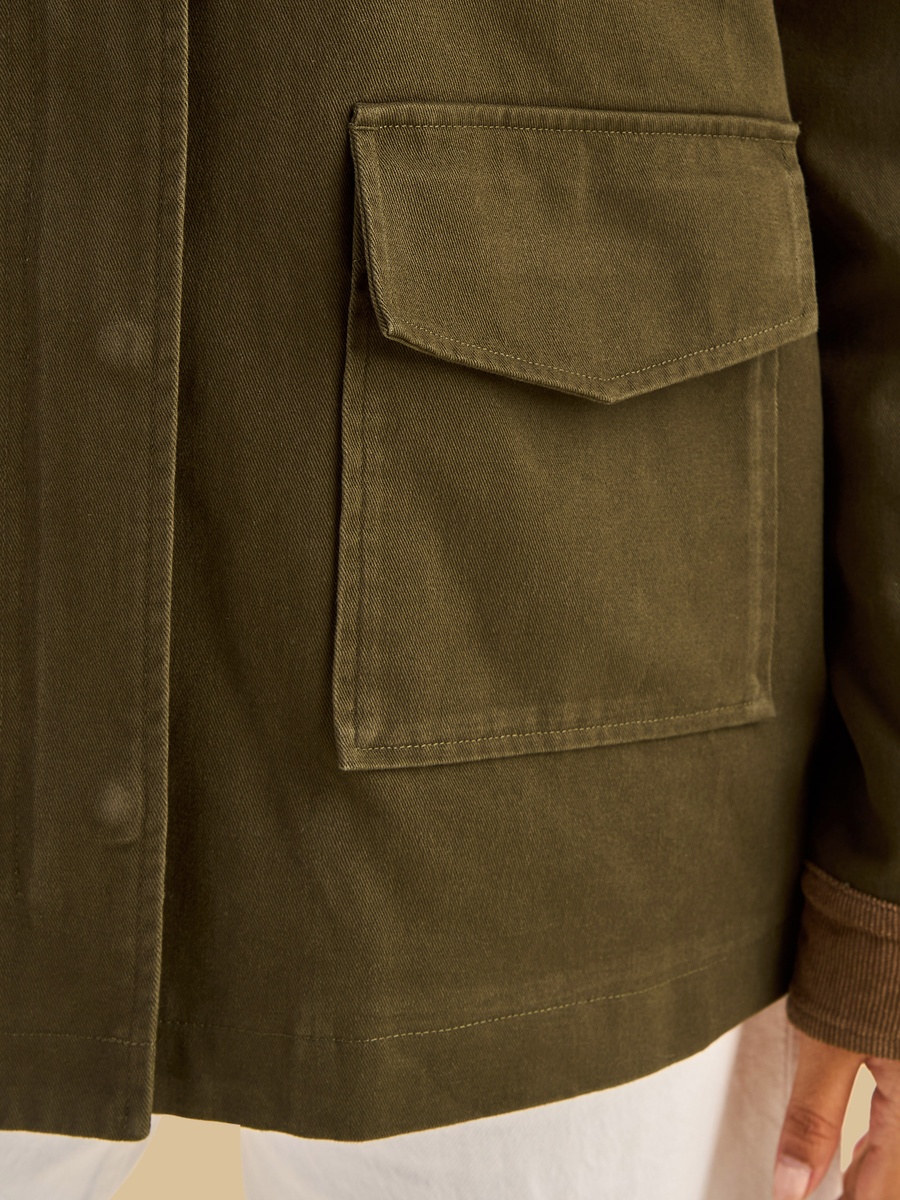 Jacket with Contrast Collar and Sleeve Cuffs