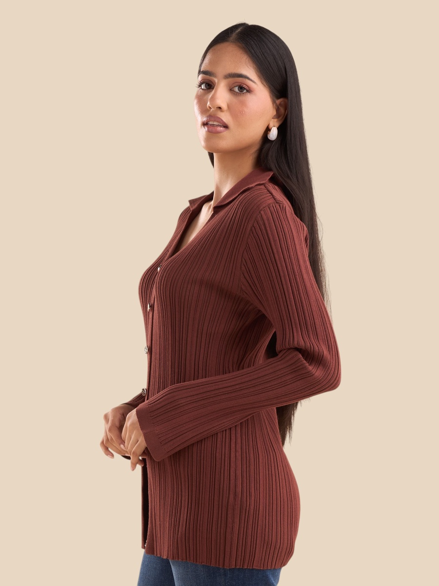 Ribbed Collared Top