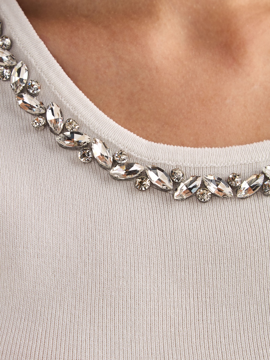 Embellished Neck Sleeveless Top
