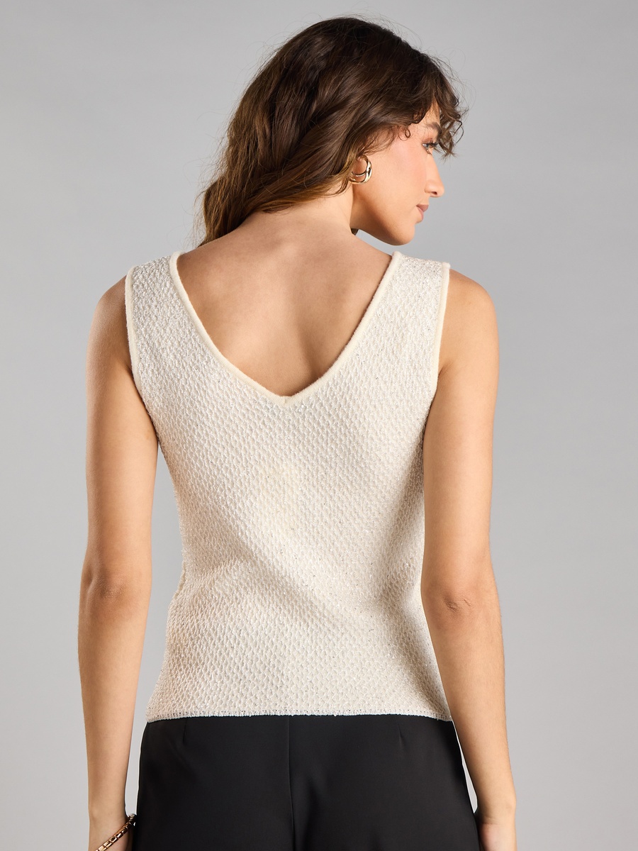Embellished Lurex Sleeveless Top