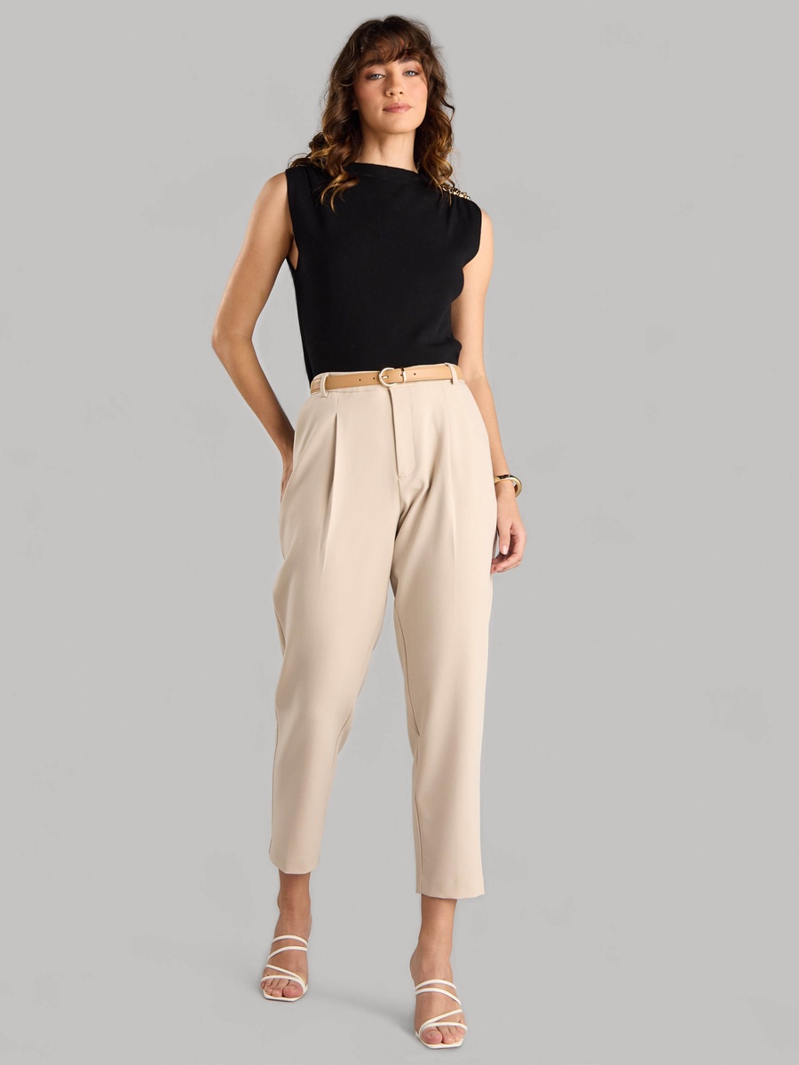 Brooch Accent Sleeveless Top