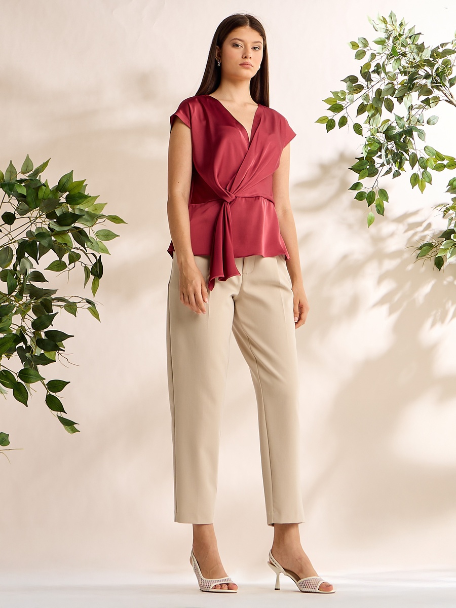 Plain V Neck Wrap Top