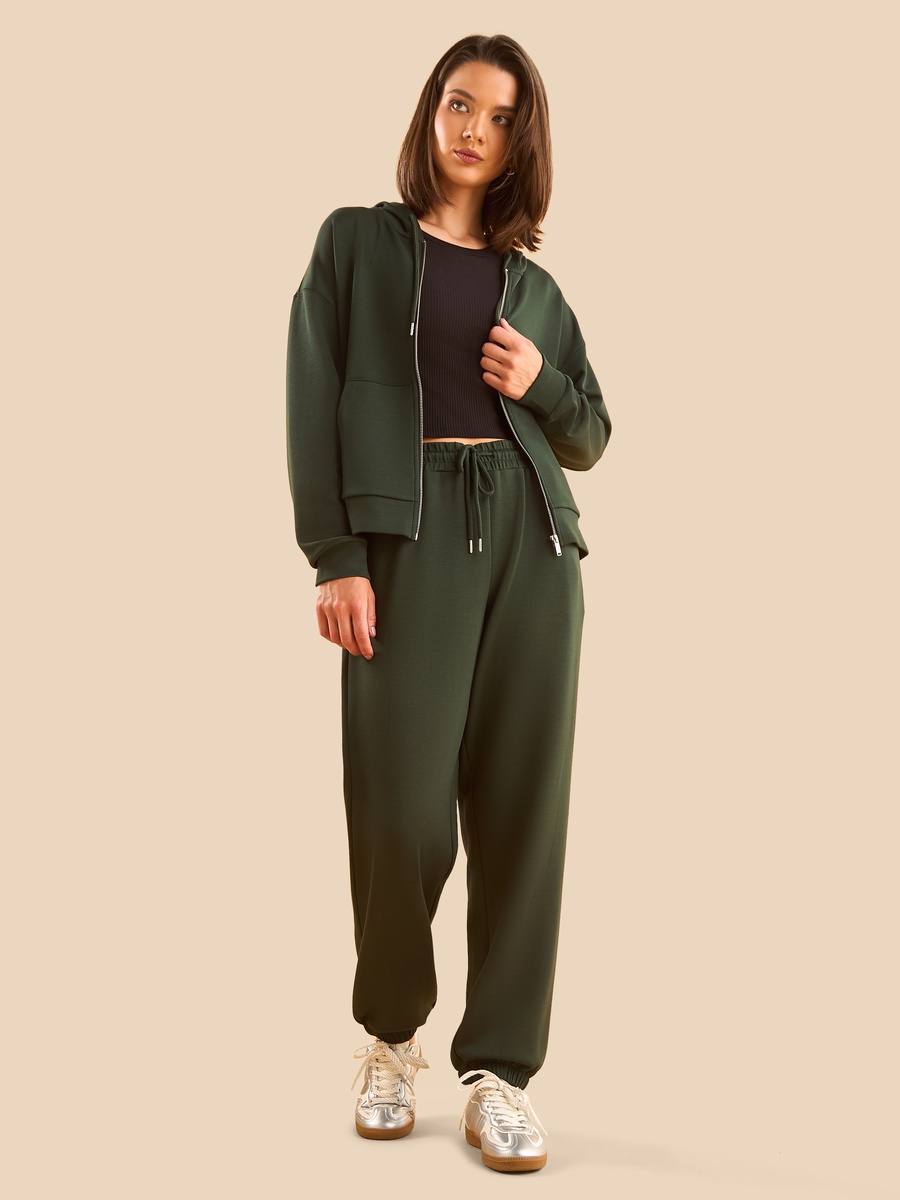 Plain Zip Through Hoodie with Pockets