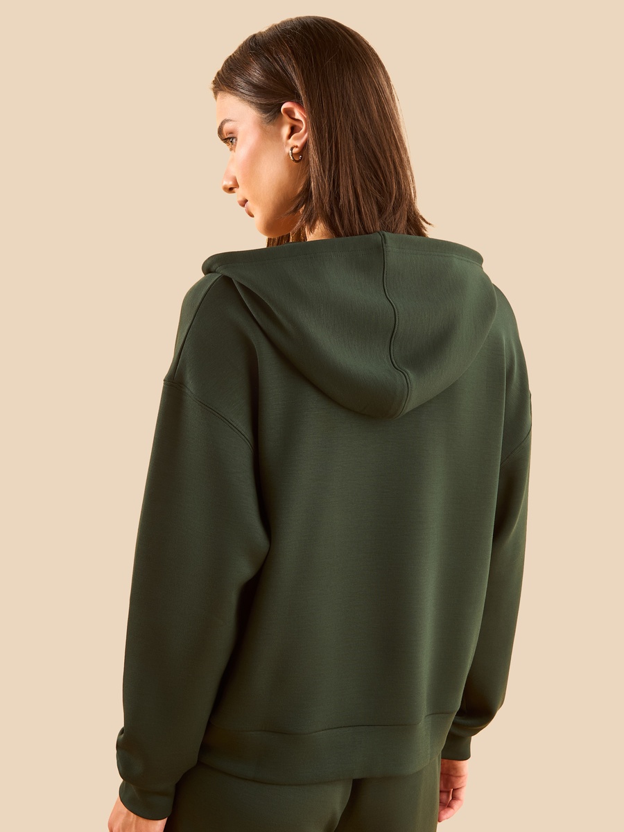 Plain Zip Through Hoodie with Pockets
