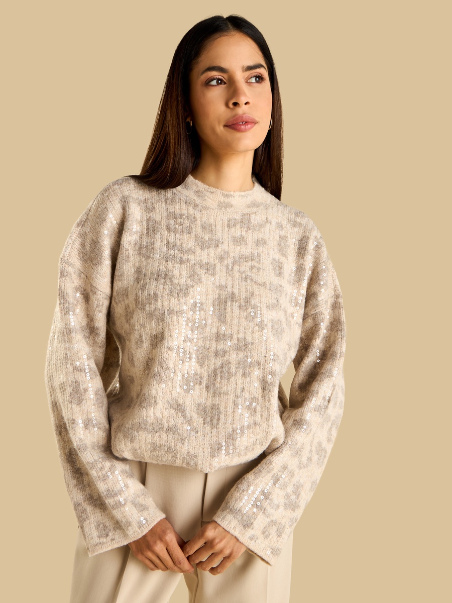 Sequin Embellished Jacquard Sweater