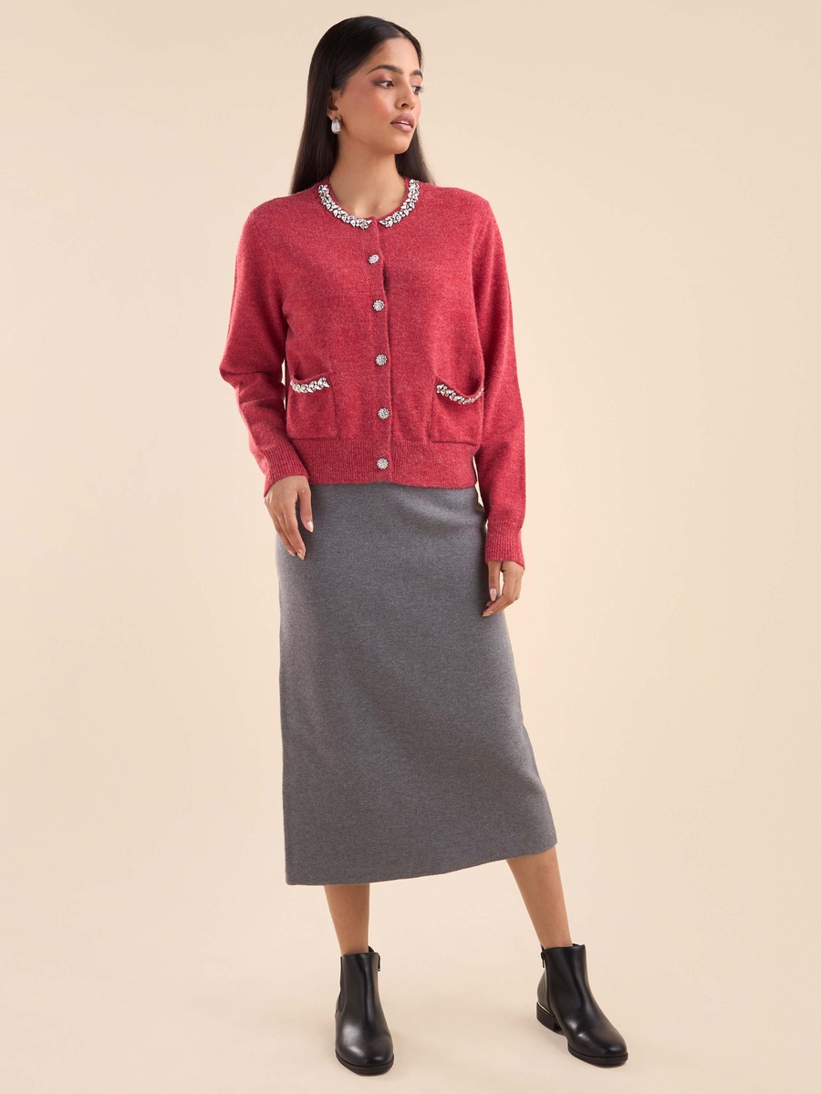 Embellished Cardigan with Pockets