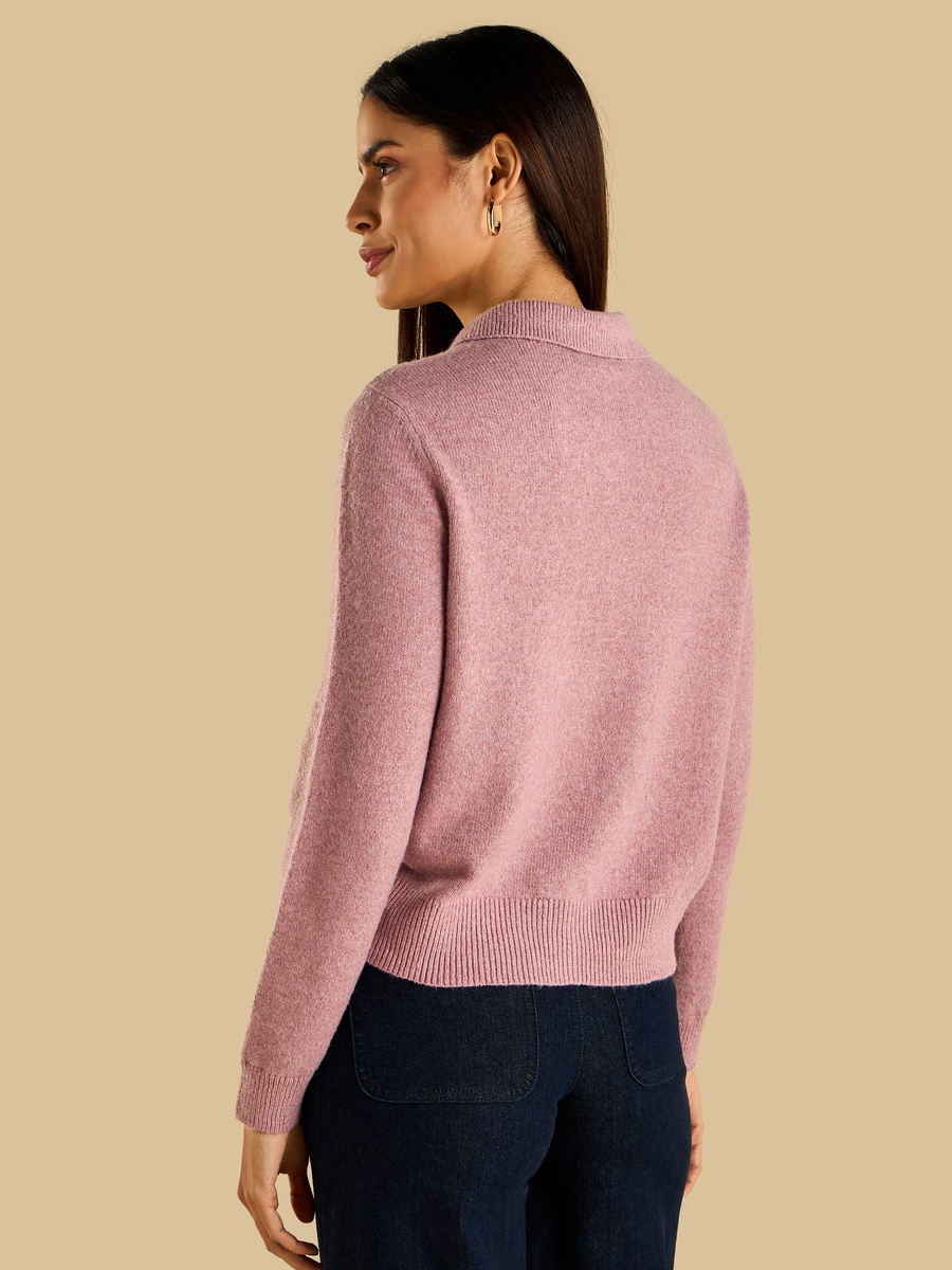 Bow Button Accent Collared Cardigan