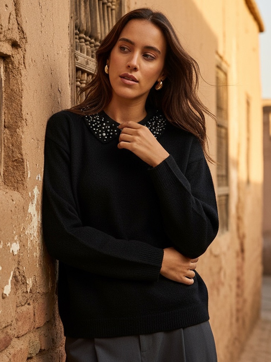 Embellished Collar Sweater
