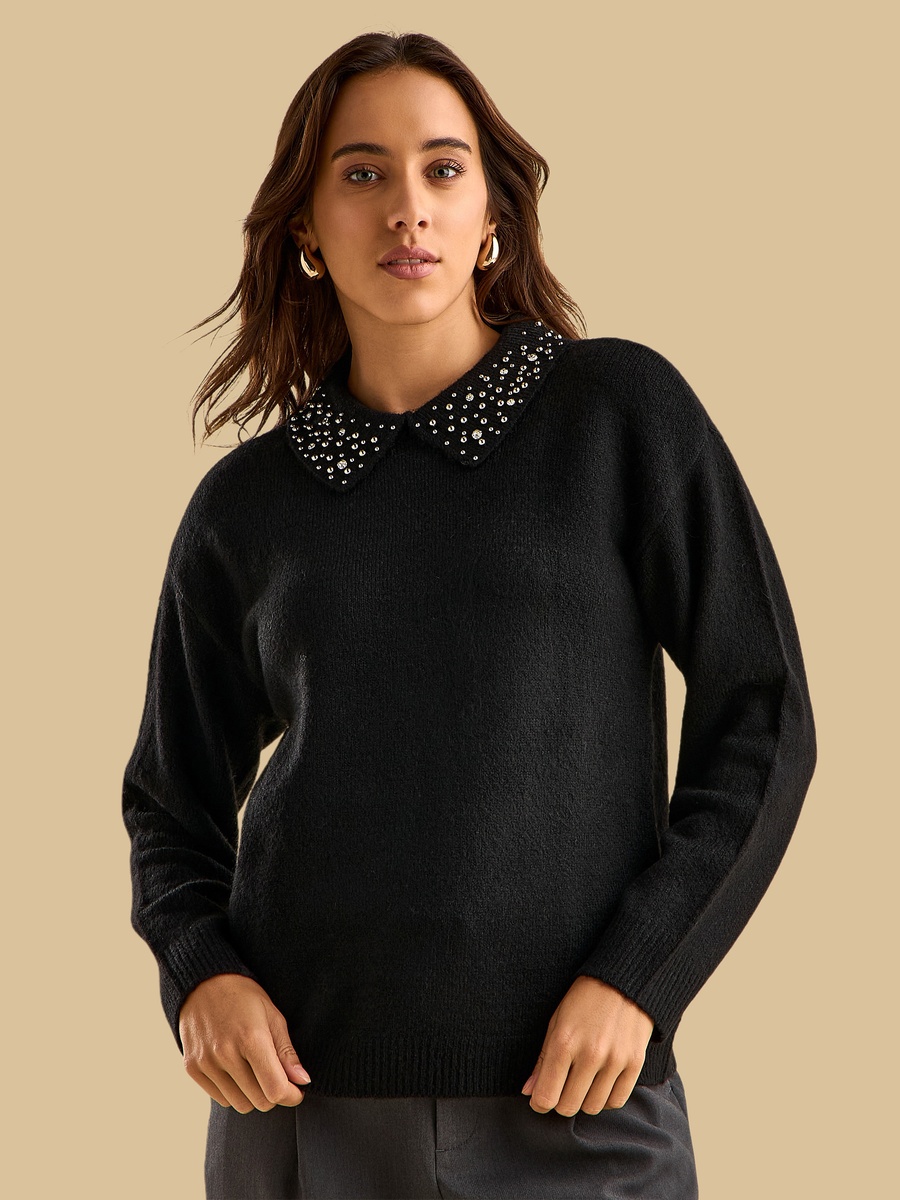 Embellished Collar Sweater