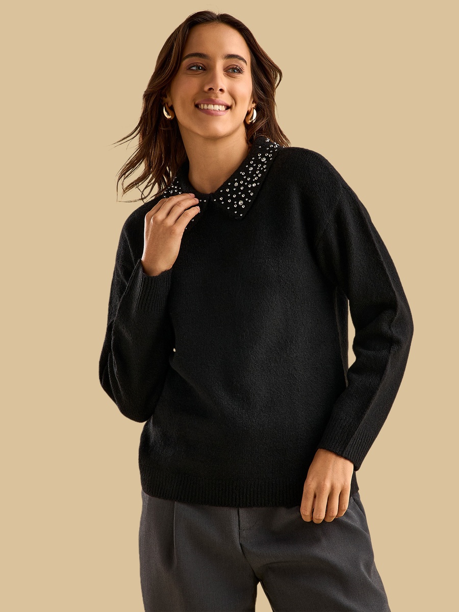 Embellished Collar Sweater