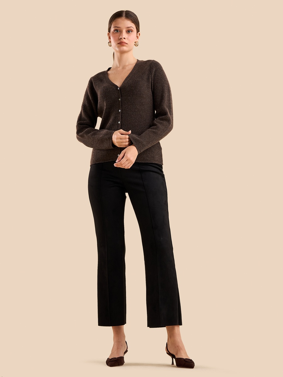 Textured V Neck Cardigan