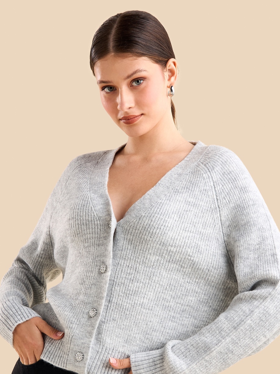 Embellished Button Cardigan
