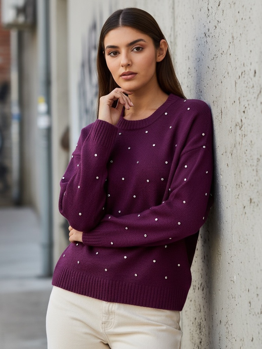 Embellished Round Neck Sweater