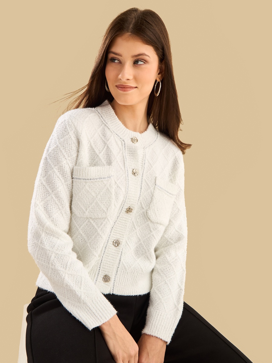 Textured Lurex Cardigan