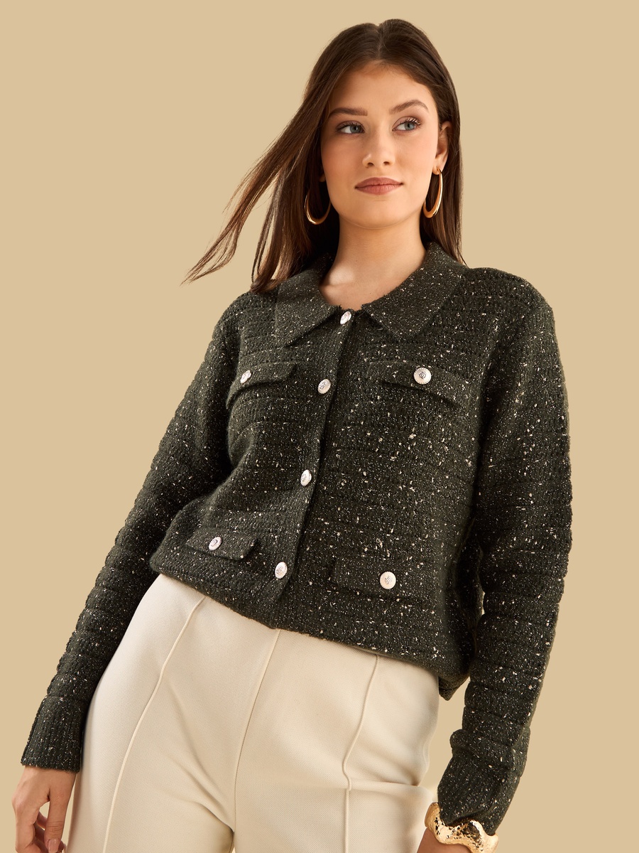 Textured Tweed Cardigan