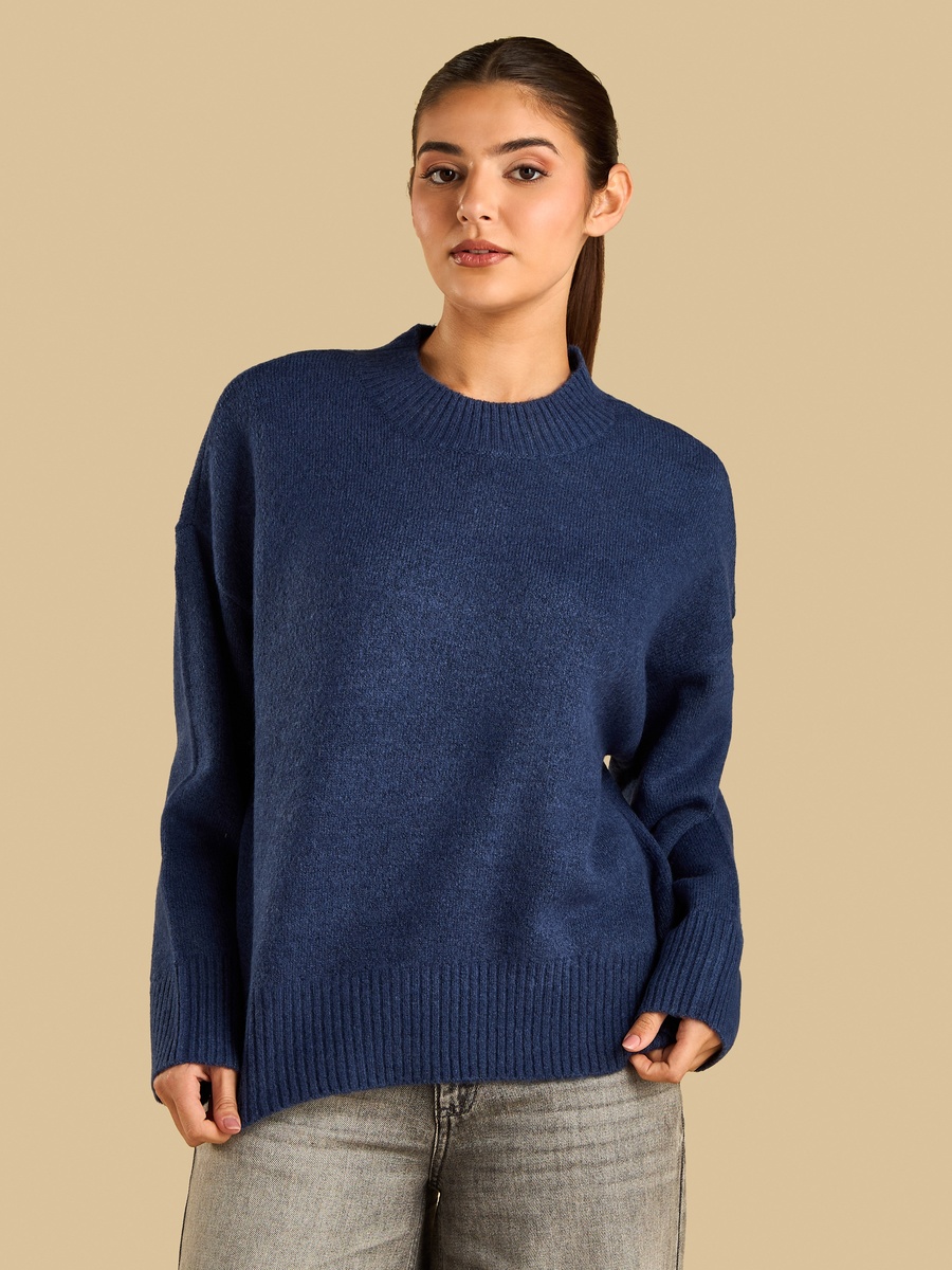Textured Oversized Drop Shoulder Sweater