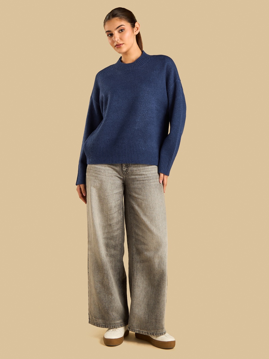 Textured Oversized Drop Shoulder Sweater