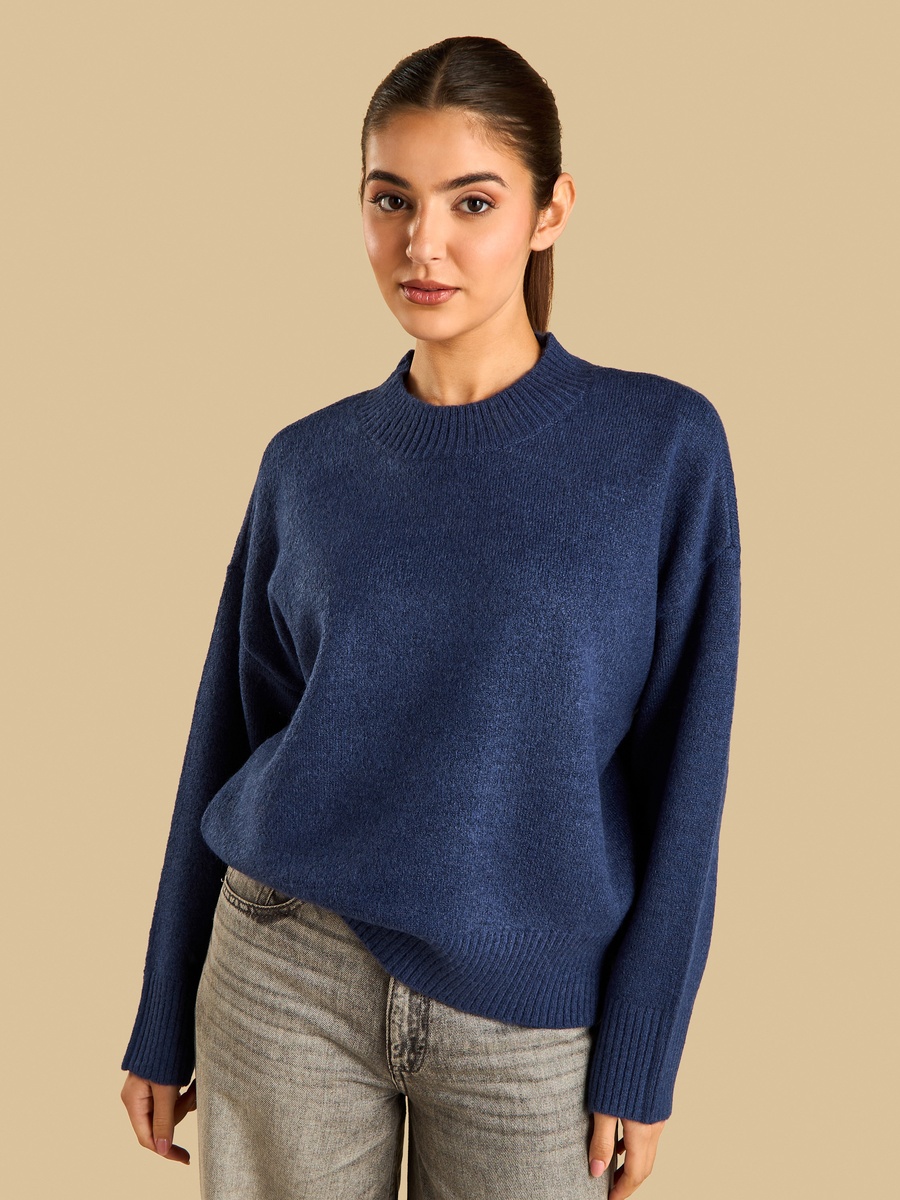 Textured Oversized Drop Shoulder Sweater