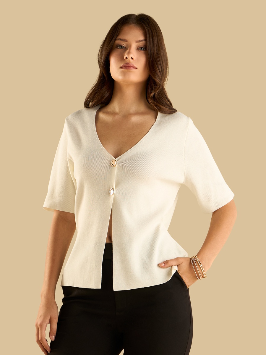 Textured Cardigan with Button Detail