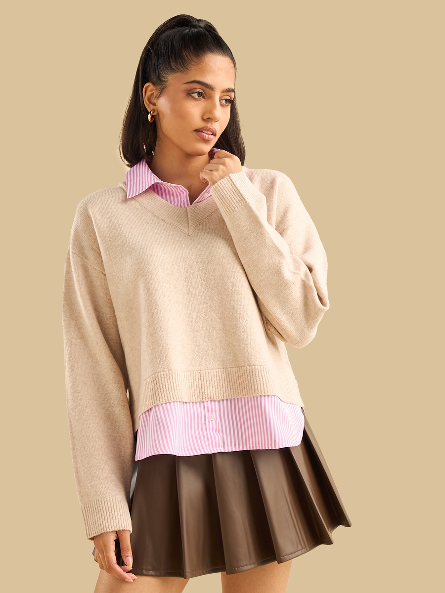 Striped Twofer Sweater