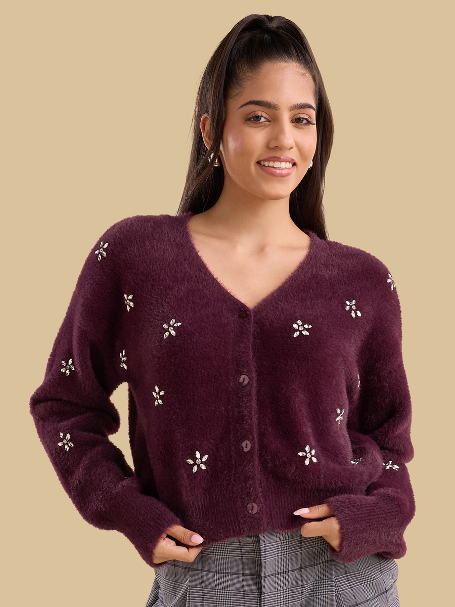 Floral Embellished Cardigan