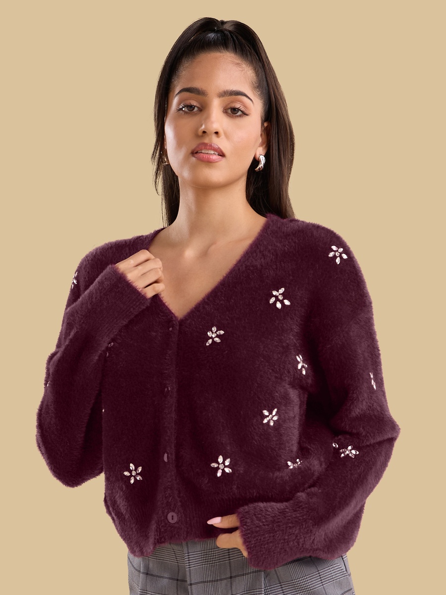 Floral Embellished Cardigan