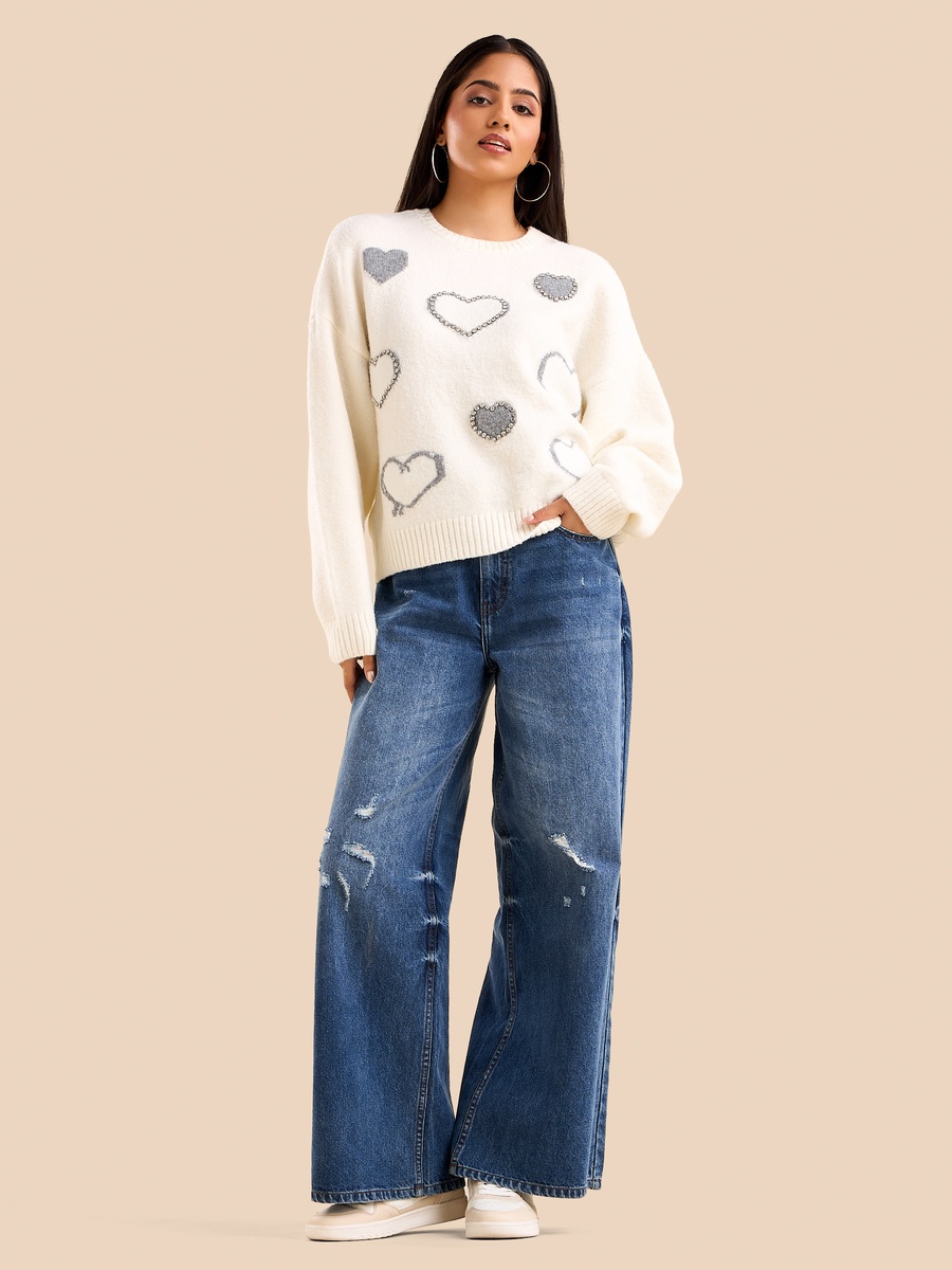 Heart Embellished Jumper