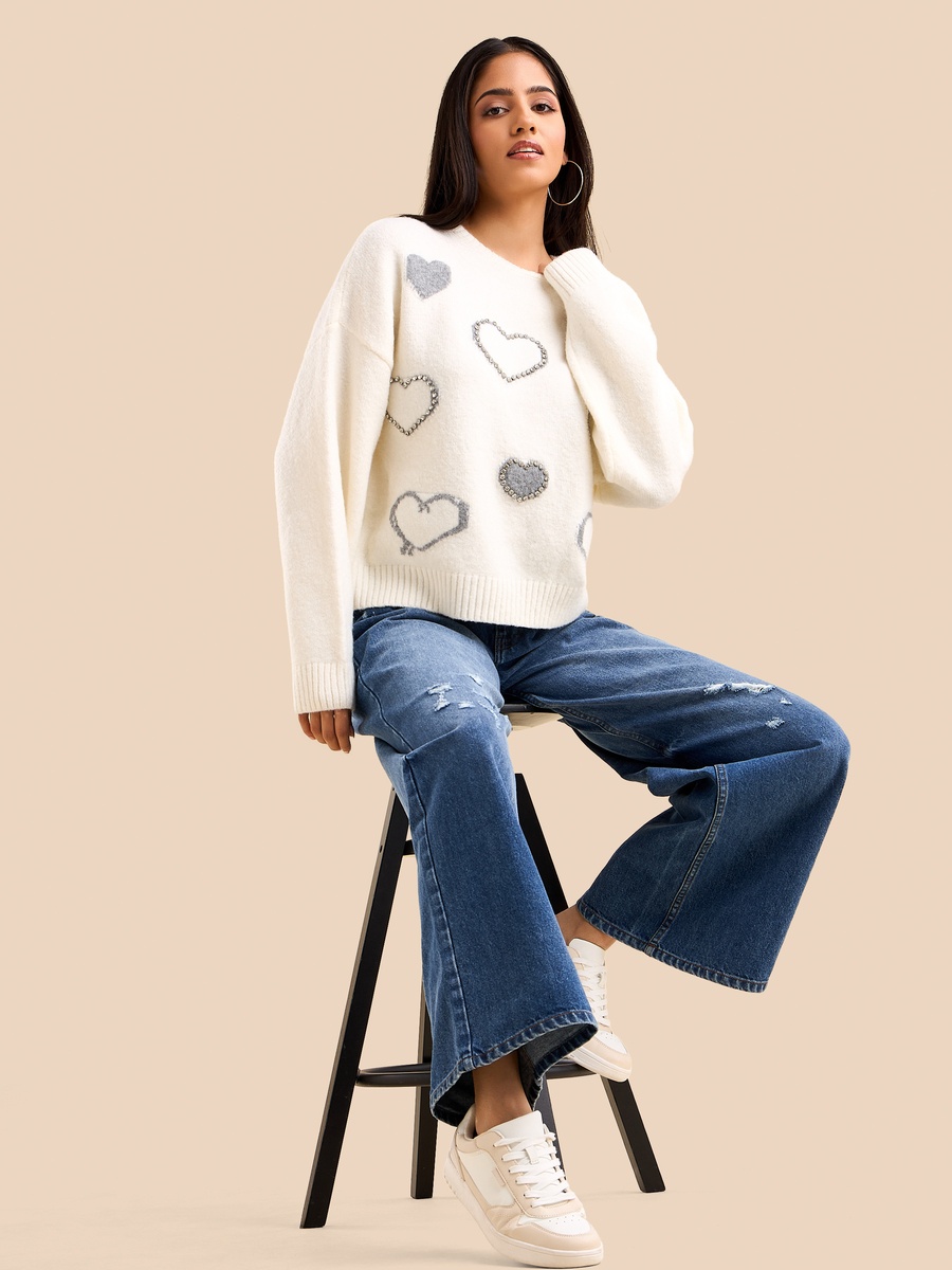 Heart Embellished Jumper