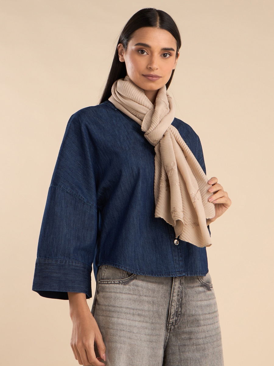 Floral Embroidered Scarf