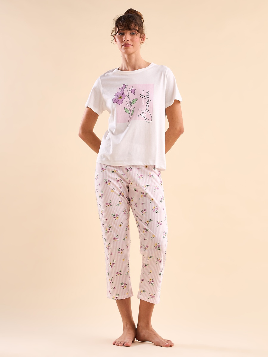 Floral Print Cotton Pyjama Set