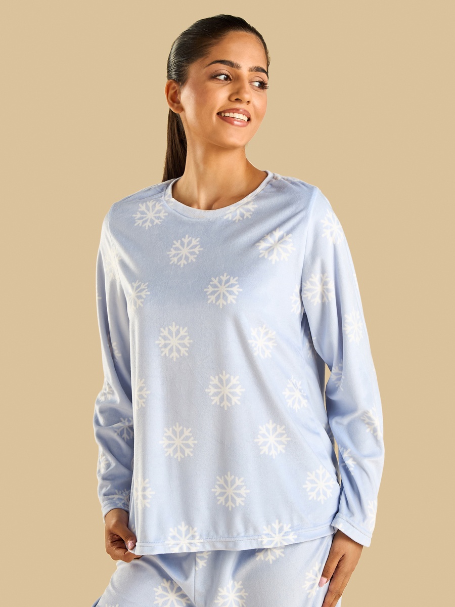 Snow Flake Print Pyjama Set