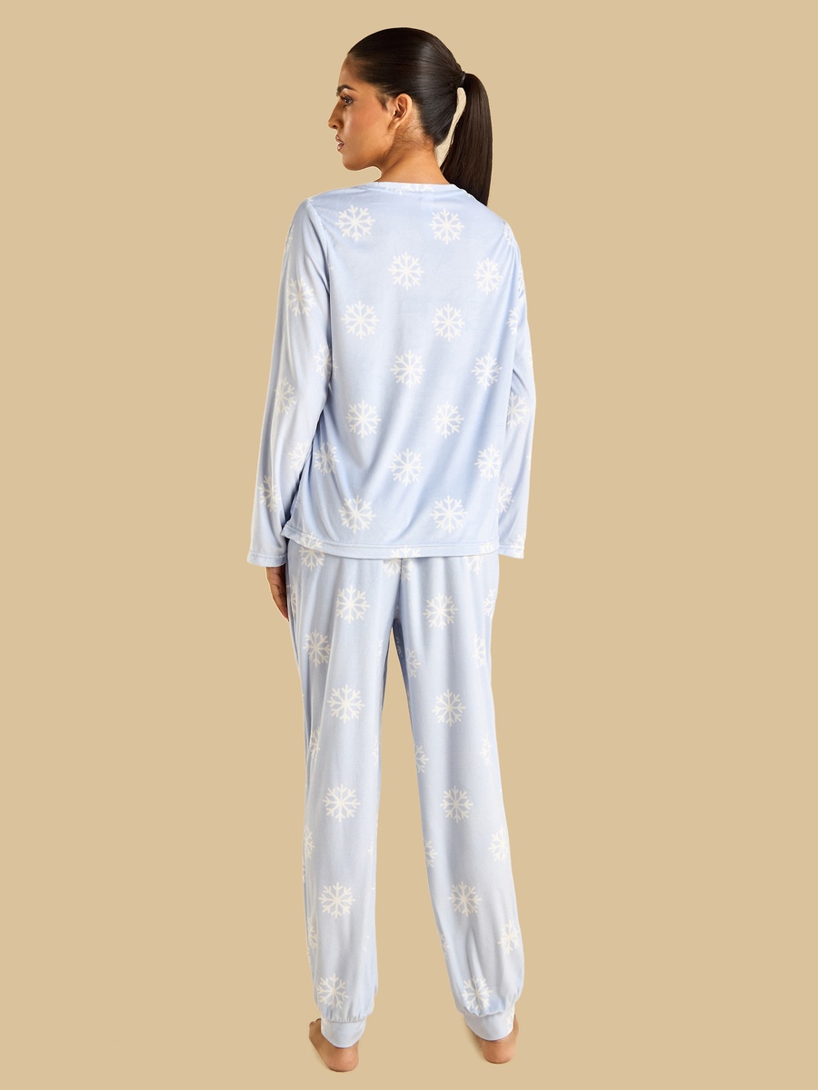 Snow Flake Print Pyjama Set