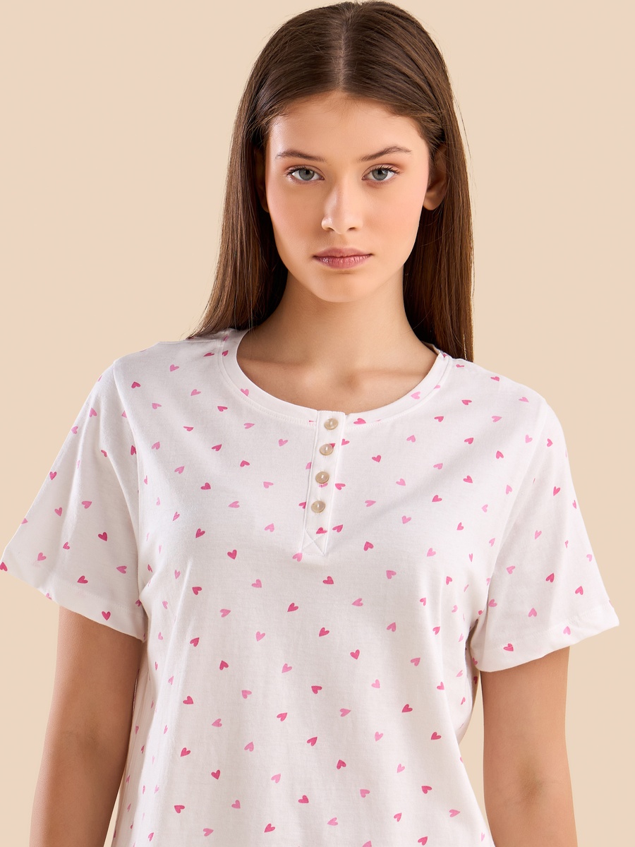 Heart Print Cotton Pyjama Set
