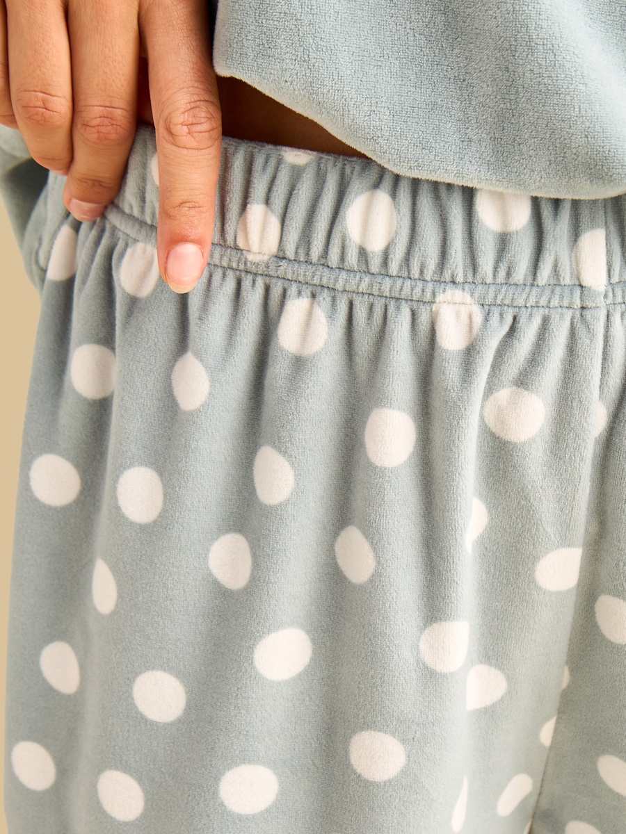 Solid T-Shirt and All-Over Polka Dot Print Pyjama Set