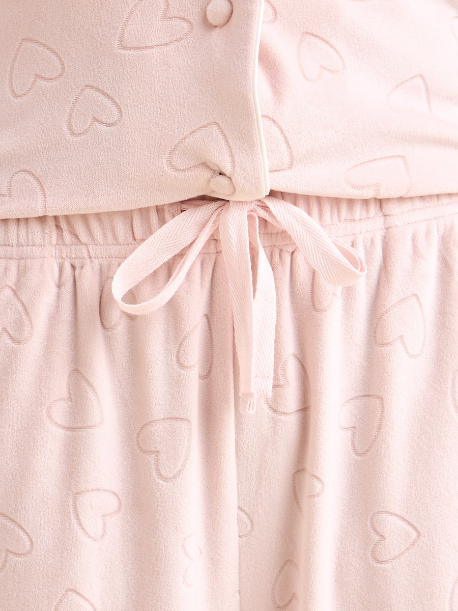 Heart Embossed Jacquard Pyjama Set