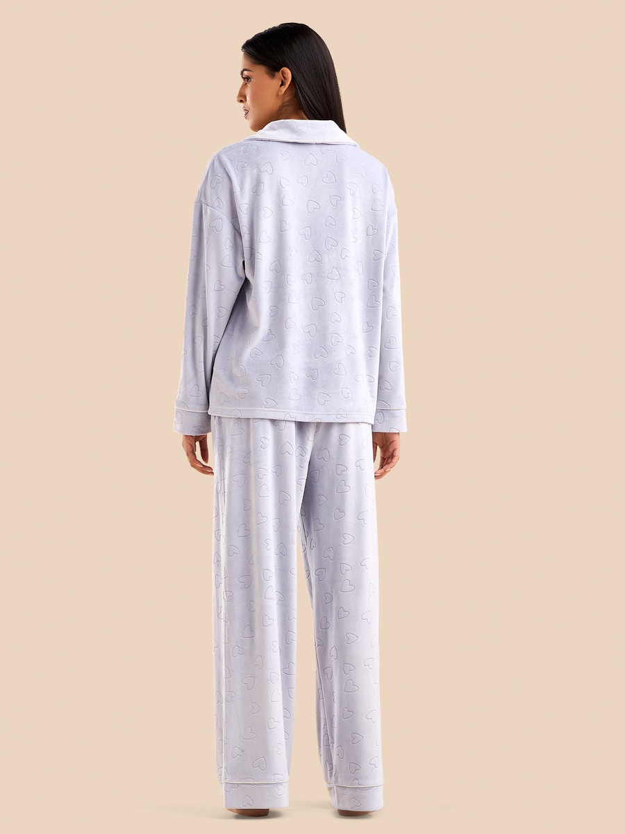 Heart Embossed Jacquard Pyjama Set