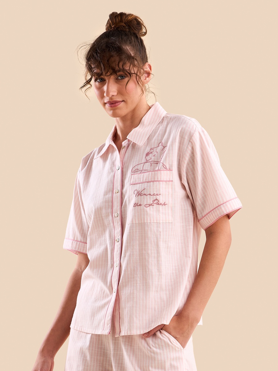 Winnie The Pooh Embroidered Shorts Set