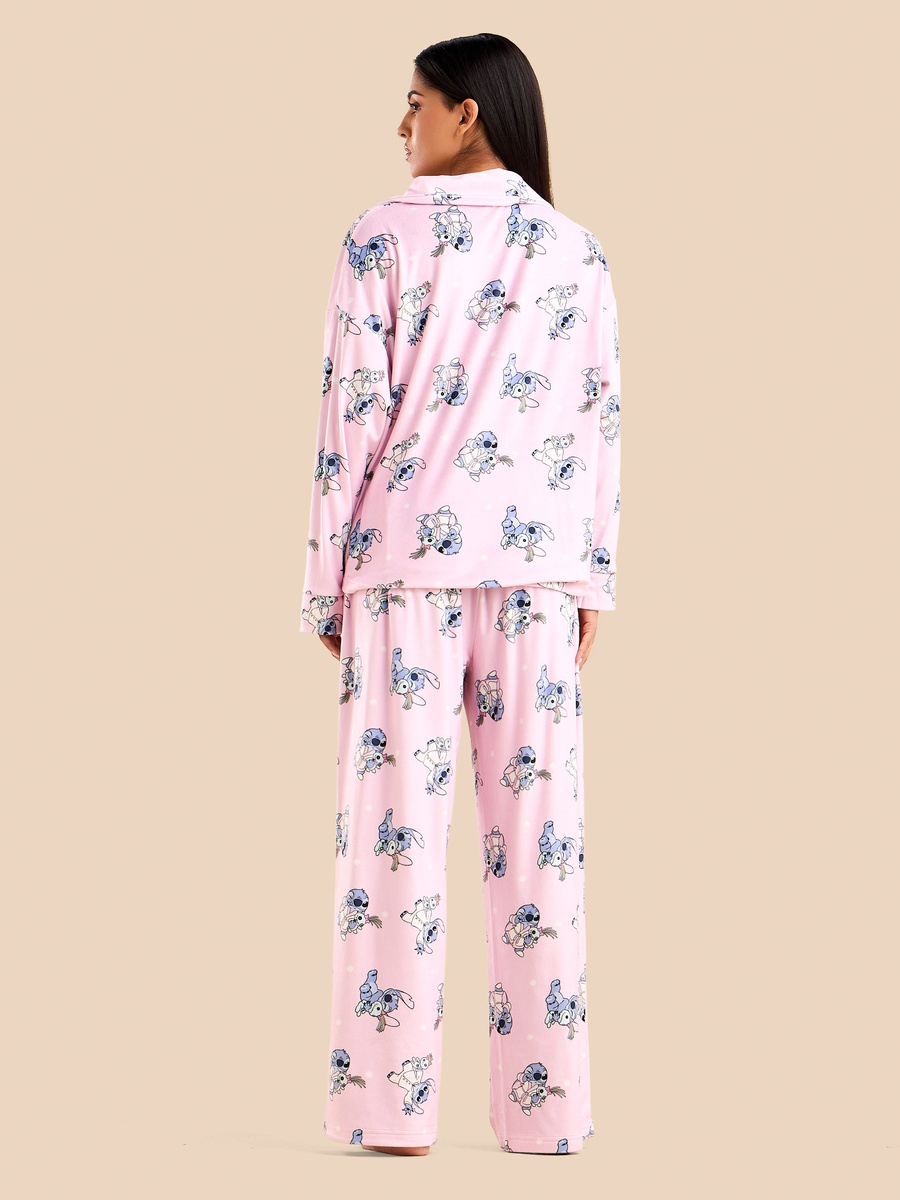 Stitch Print Velour Pyjama Set