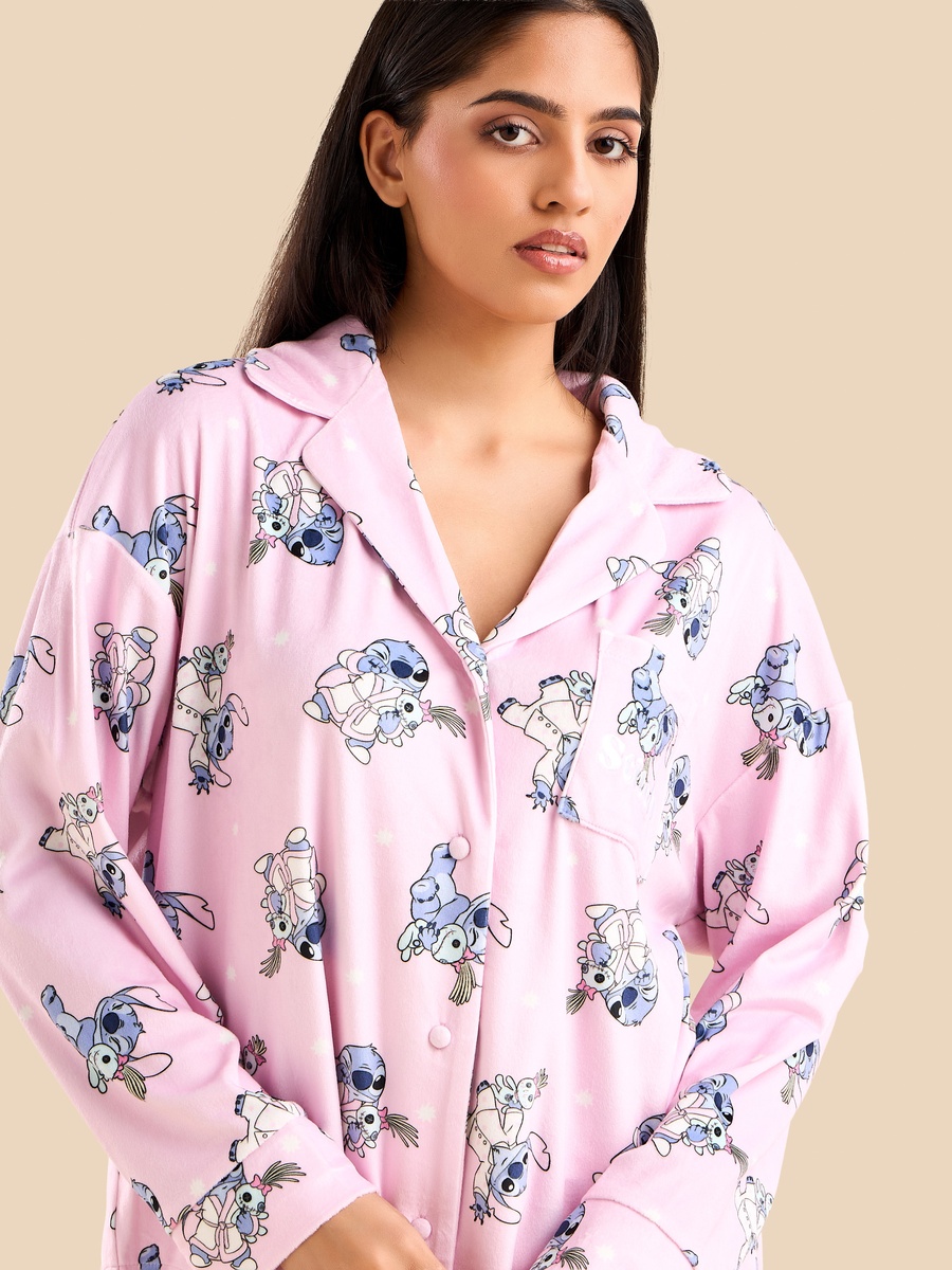 Stitch Print Velour Pyjama Set