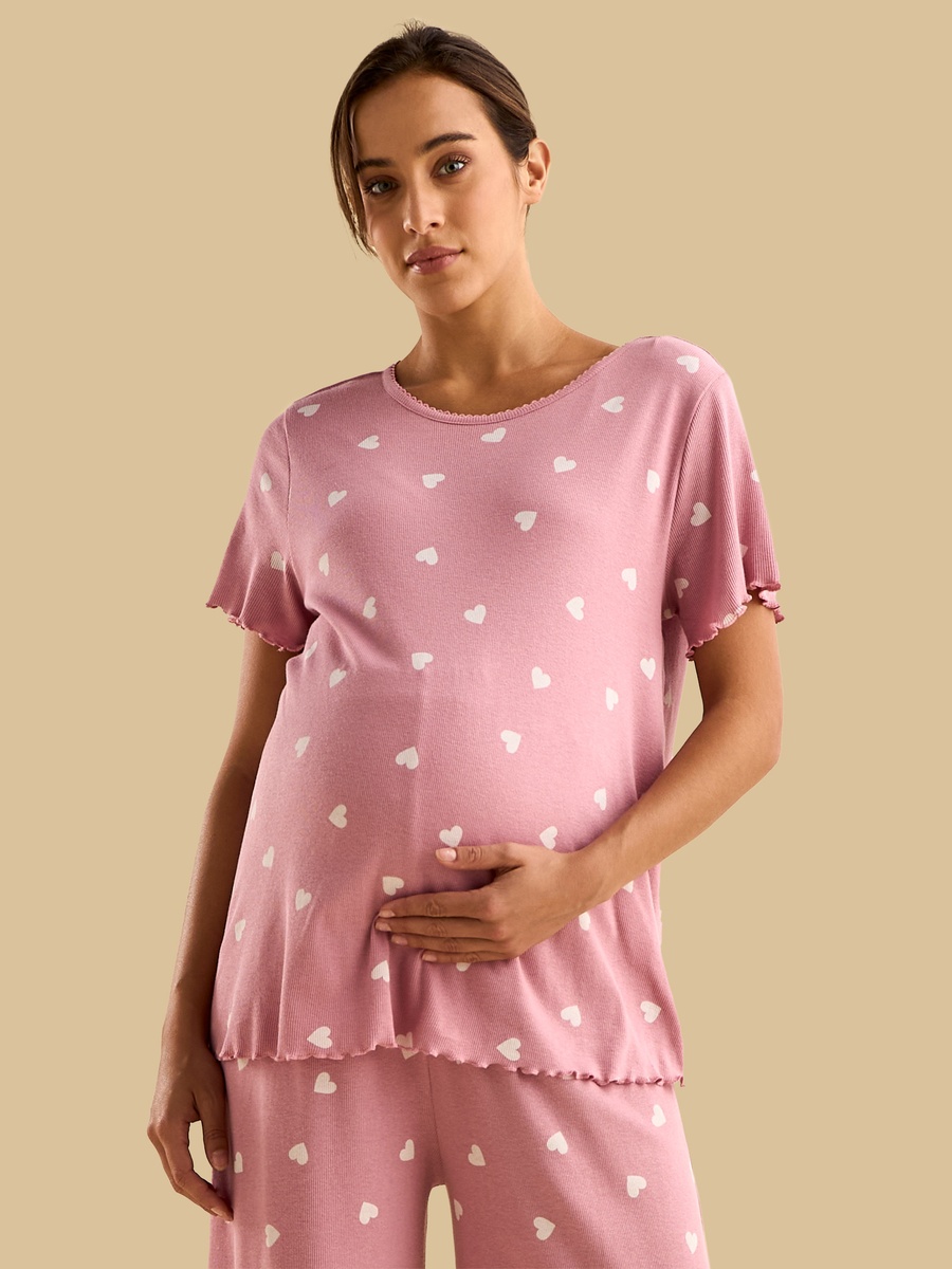 Heart Print Maternity Pyjama Set