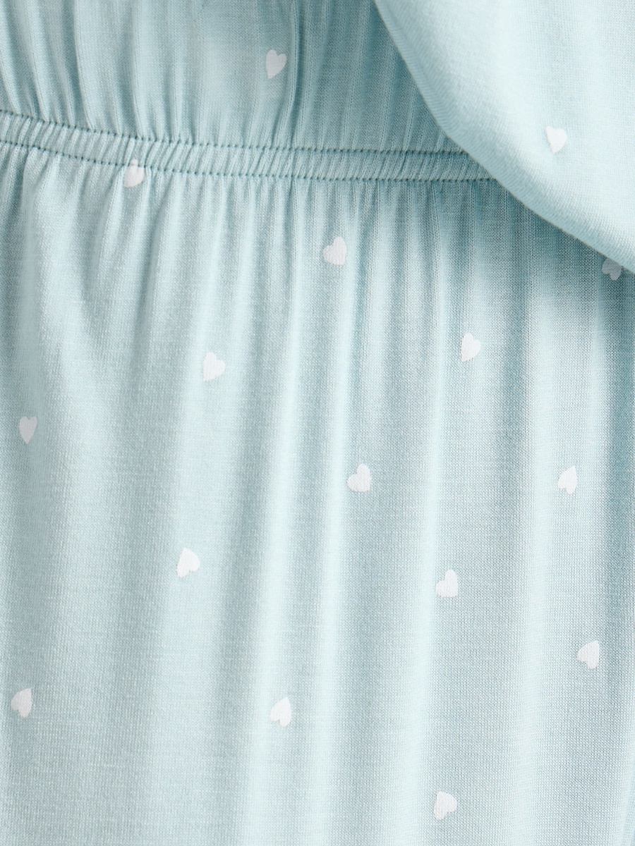 All-Over Heart Print Pintuck Top and Pyjama Set