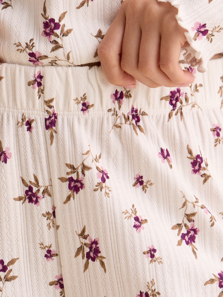 Floral Print Pointelle Cotton Pyjama Set