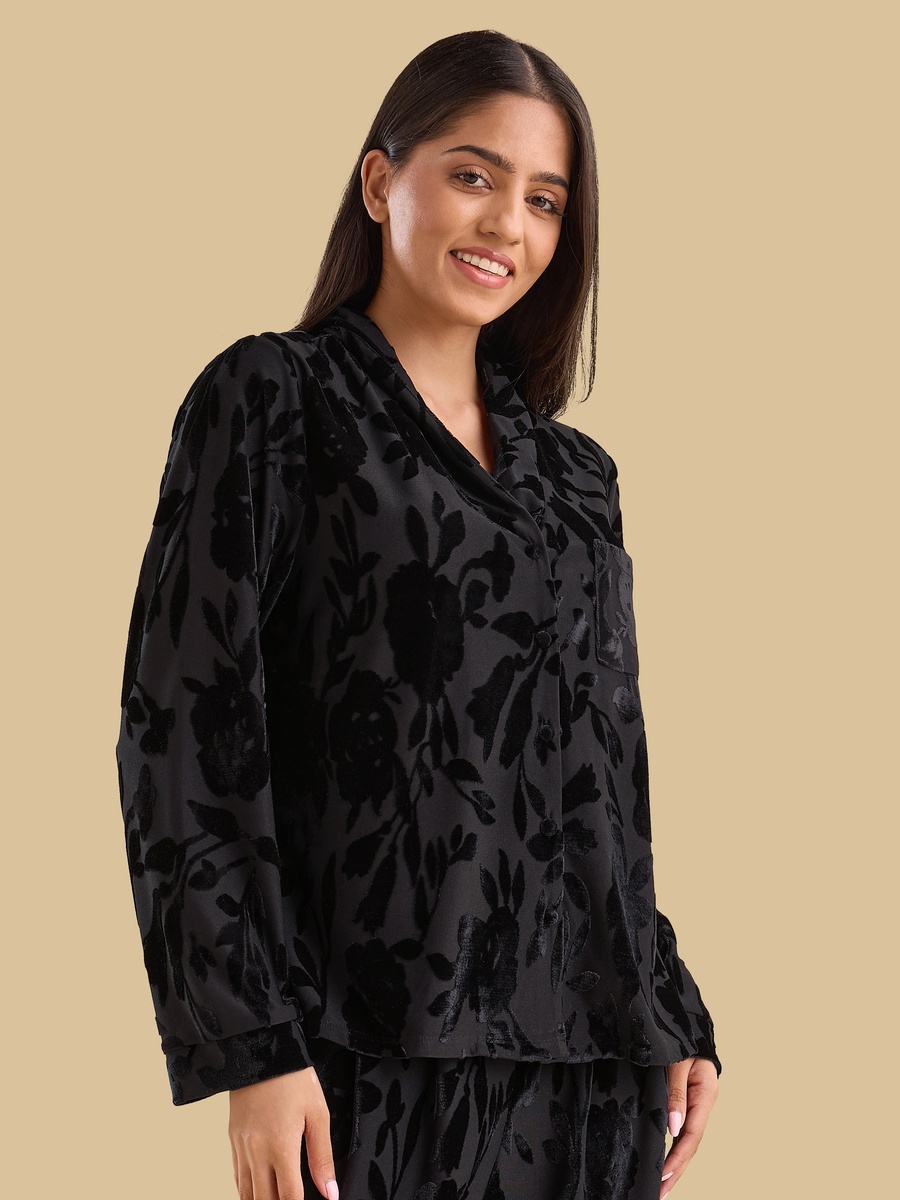 Floral Textured Pyjama Set