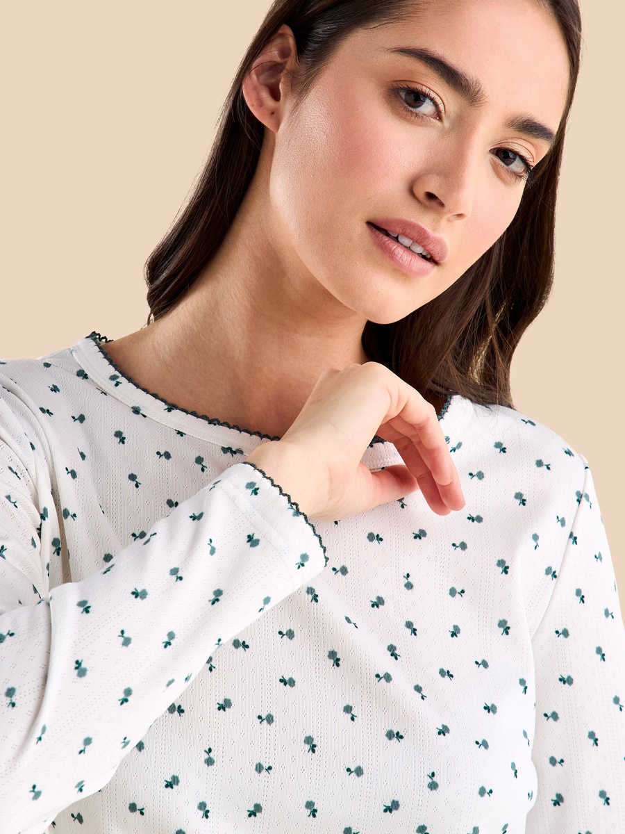 Floral Print Pointelle Pyjama Set